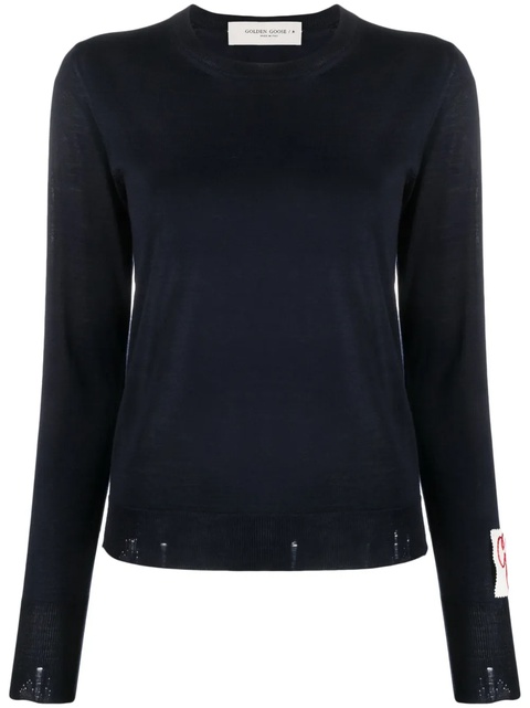 Golden Goose ribbed-trim wool sweater - Blue - zdjęcie produktu nr 1