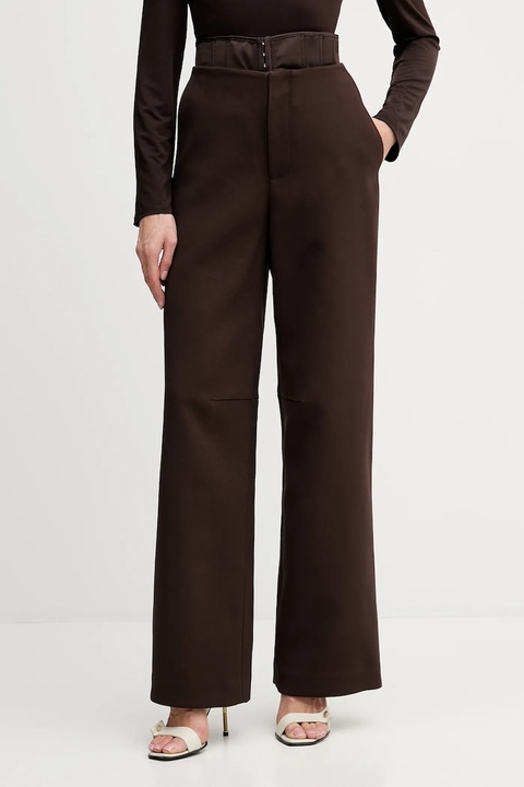 Rotate spodnie damskie kolor brązowy szerokie high waist 1149412910 - zdjęcie produktu nr 1