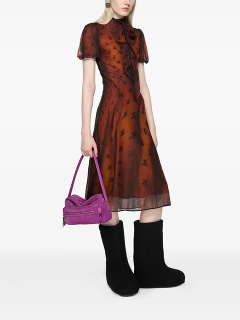 Acne Studios puff-sleeve printed dress - Brown - zdjęcie produktu nr 1