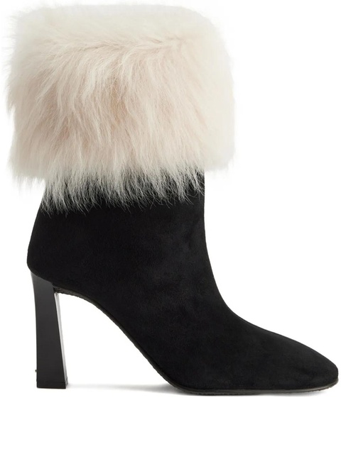 Giuseppe Zanotti 90mm Gstaad fur-cuff block-heel boots - Black - zdjęcie produktu nr 1