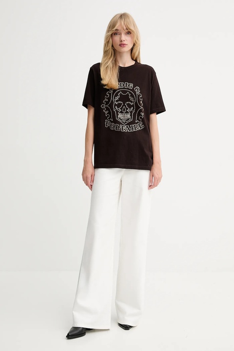 ZADIG&VOLTAIRE t-shirt bawełniany damski kolor brązowy JWTS02845 - zdjęcie produktu nr 1