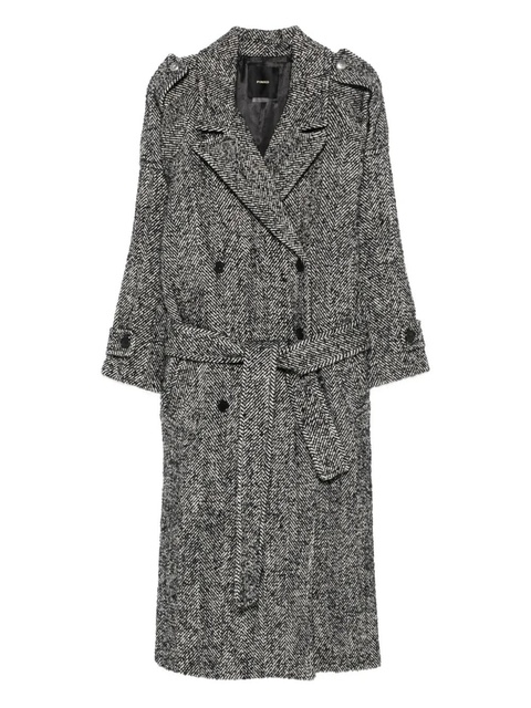 PINKO herringbone-pattern belted coat - Black - zdjęcie produktu nr 1