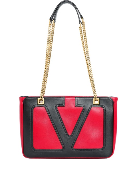 Valentino Garavani V-logo chain tote bag - Red - zdjęcie produktu nr 1