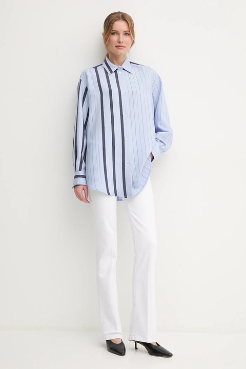 Sandro Ferrone koszula damska kolor niebieski relaxed z kołnierzykiem klasycznym S15XBEPAVESINO - zdjęcie produktu nr 1