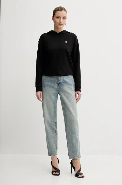 Armani Exchange bluza damska kolor czarny z kapturem gładka XW000087 AF10172 - zdjęcie produktu nr 2