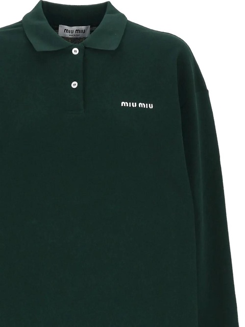 Miu Miu logo-embroidered polo shirt - Green - zdjęcie produktu nr 2