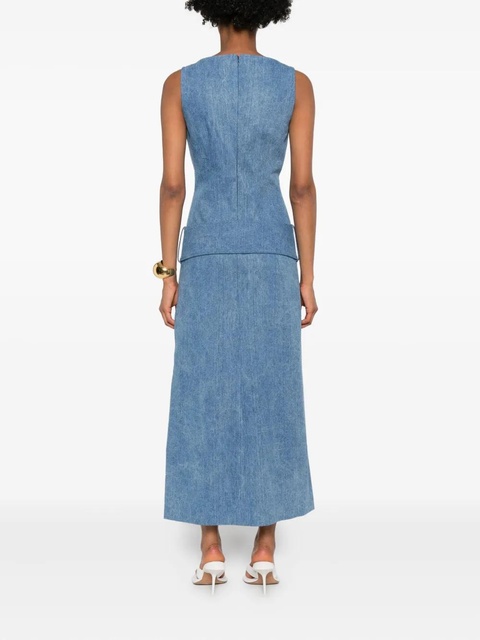 Rowen Rose belted denim midi dress - Blue - zdjęcie produktu nr 2
