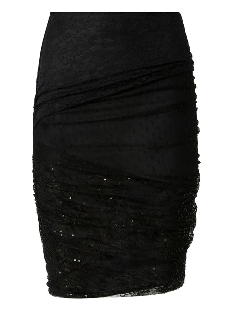 PINKO sequin-embellished lace fitted skirt - Black - zdjęcie produktu nr 2