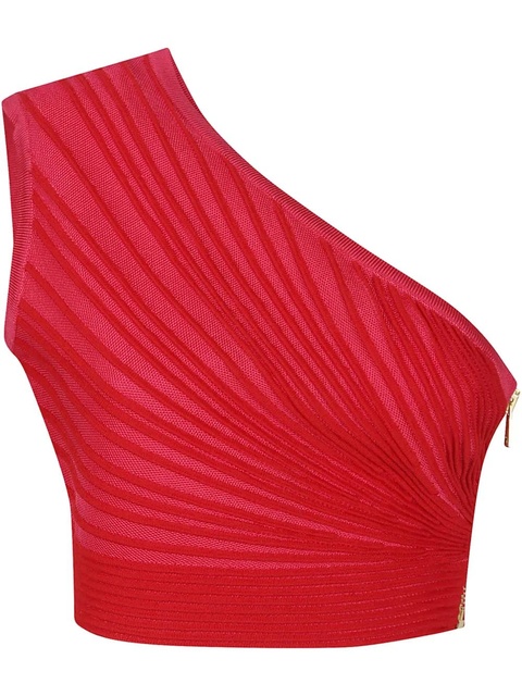 Balmain one-shoulder ruched top - Red - zdjęcie produktu nr 1