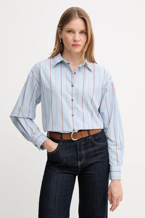 Barbour koszula bawełniana SAFFRON damska kolor niebieski relaxed z kołnierzykiem klasycznym LSH1698 - zdjęcie produktu nr 1