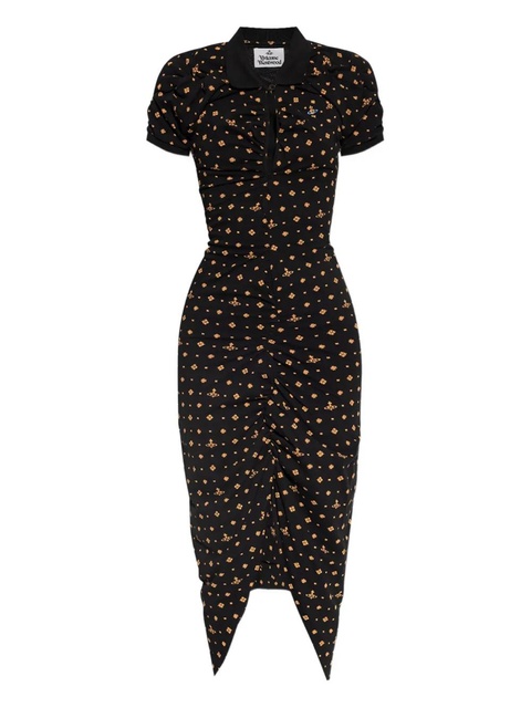 Vivienne Westwood Orb-print gathered dress - Black - zdjęcie produktu nr 1