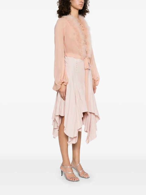 Blumarine feather-trim georgette blouse - Pink - zdjęcie produktu nr 2