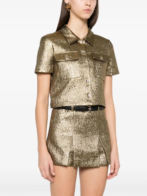 Self-Portrait metallic jacquard shirt - Gold - zdjęcie produktu nr 2
