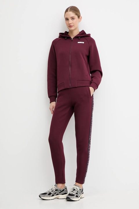 EA7 Emporio Armani bluza damska kolor bordowy z kapturem gładka AF13151.7W000675 - zdjęcie produktu nr 1