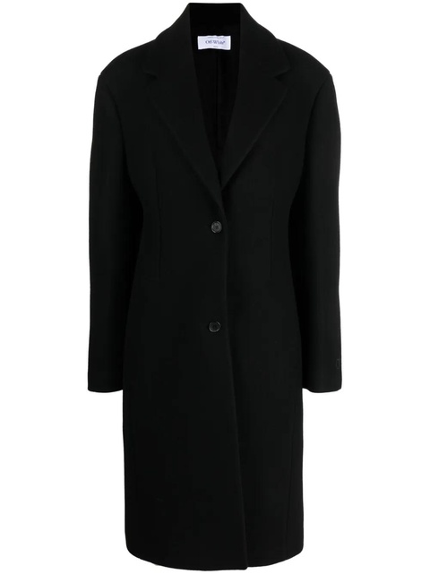Off-White logo-embroidered single-breasted coat - Black - zdjęcie produktu nr 1