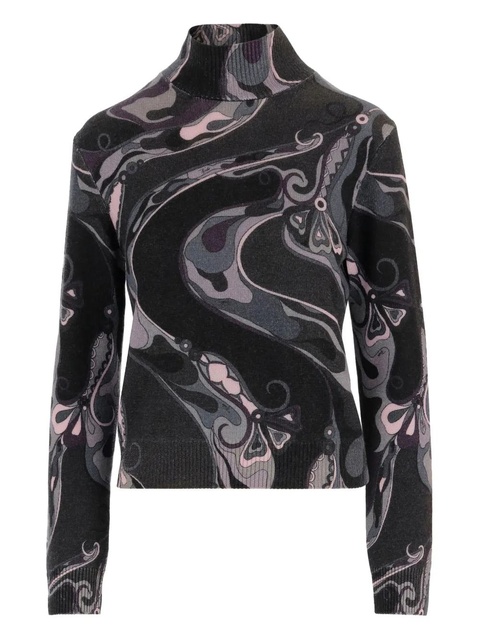 PUCCI orchids high-neck wool sweater - Black - zdjęcie produktu nr 1