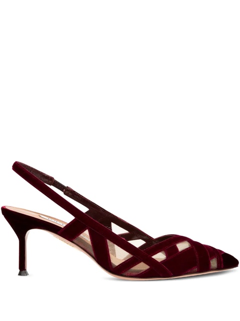 Aquazzura 65mm slingback velvet pumps - Red - zdjęcie produktu nr 1