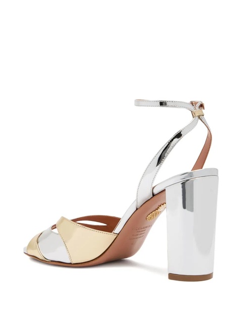 Aquazzura 85mm Moves leather ankle-strap sandals - Silver - zdjęcie produktu nr 2