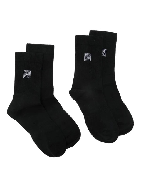TOTEME monogram-embroidered socks (pack of two) - Black - zdjęcie produktu nr 1