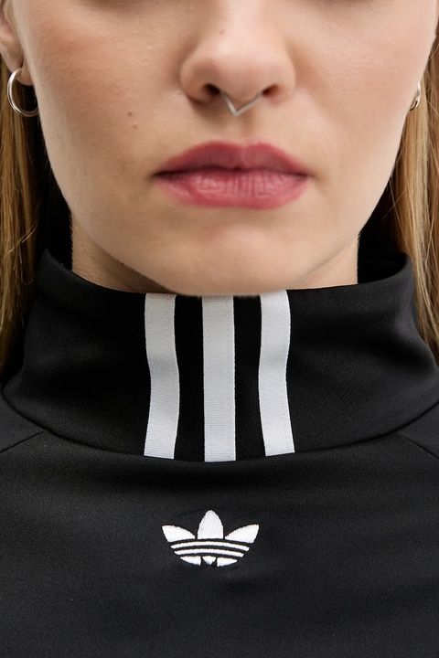 adidas Originals t-shirt Ribbon Crop Top damski kolor czarny z półgolfem JX2537 - zdjęcie produktu nr 1