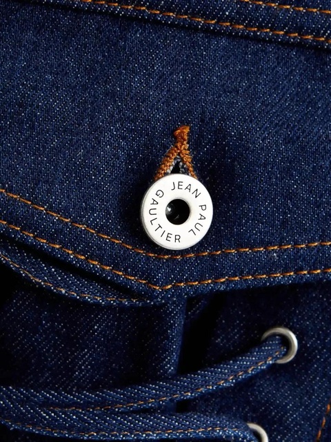 Jean Paul Gaultier lacing-detail denim jacket - Blue - zdjęcie produktu nr 1