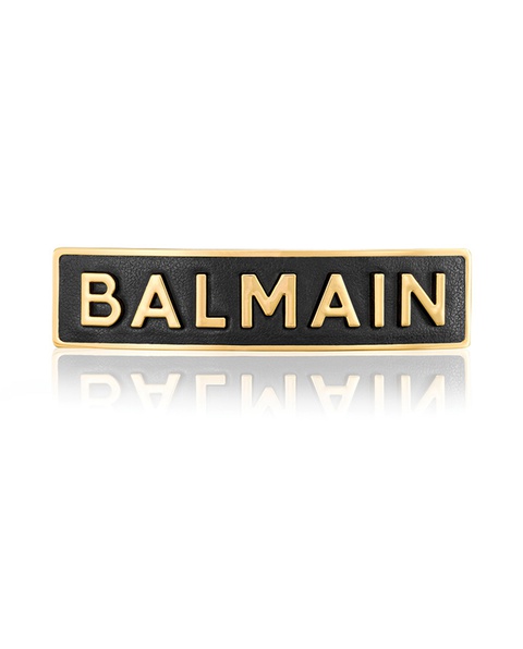 BALMAIN PARIS HAIR COUTURE - Czarna spinka ze złotym logo - zdjęcie produktu nr 2