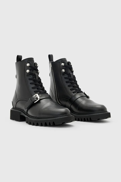 AllSaints workery skórzane Tori Boot damskie kolor czarny na płaskim obcasie W119FB - zdjęcie produktu nr 2