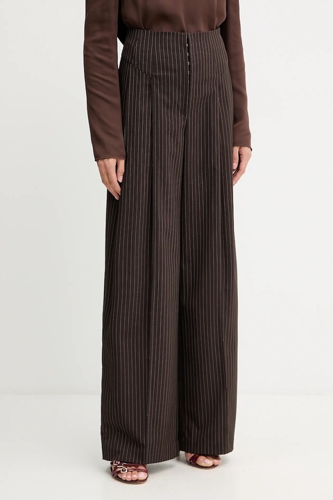 Rotate spodnie damskie kolor brązowy szerokie high waist 1146983065 - zdjęcie produktu nr 1