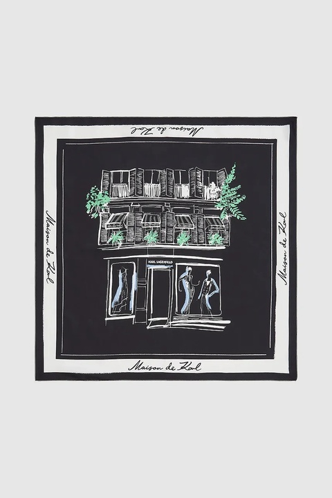 Karl Lagerfeld chusta jedwabna K/SKETCH damska kolor czarny wzorzysta A4W33115 - zdjęcie produktu nr 1