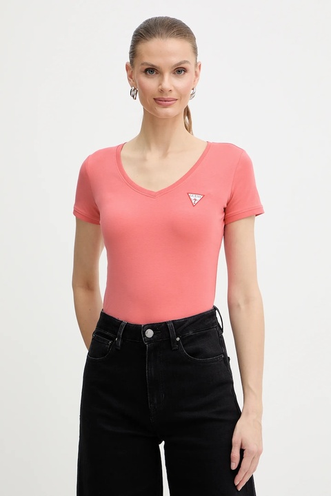 Guess t-shirt damski kolor pomarańczowy W2YI45 J1314 - zdjęcie produktu nr 1