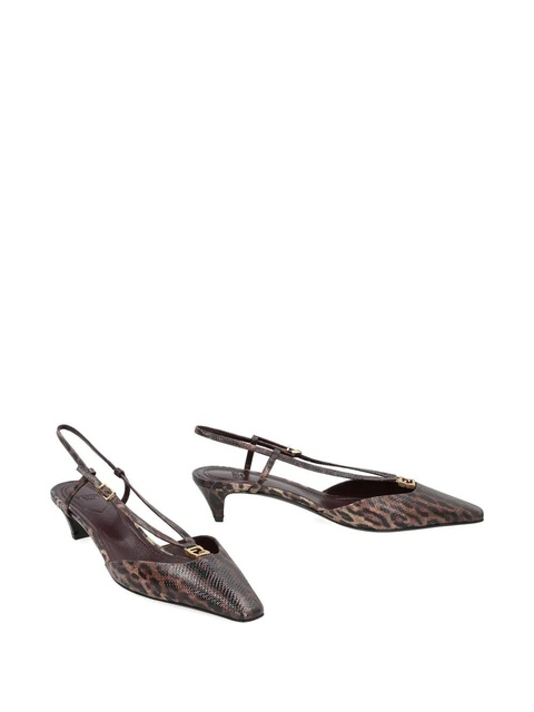 FENDI 40mm animal-print slingback pumps - Brown - zdjęcie produktu nr 1