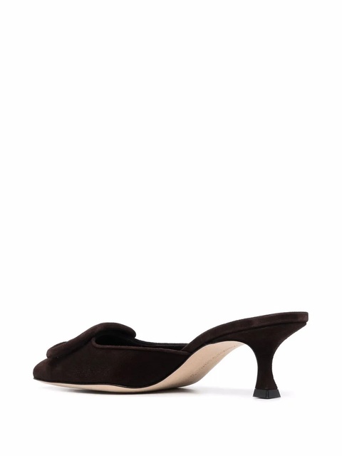 Manolo Blahnik 65mm buckle-detail suede mules - Brown - zdjęcie produktu nr 2