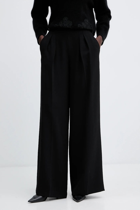 Twinset spodnie damskie kolor czarny szerokie high waist 252TT2401 - zdjęcie produktu nr 1