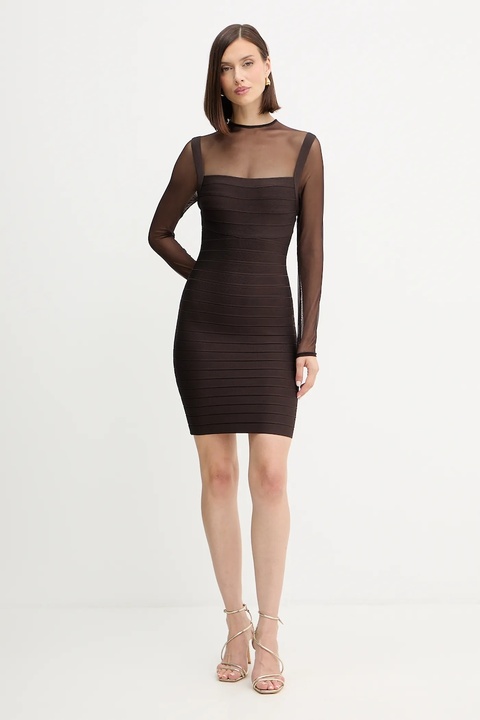 Herve Leger sukienka Amy kolor brązowy mini dopasowana HLT8539685 - zdjęcie produktu nr 1
