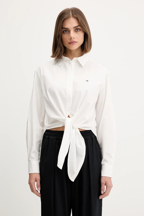 Tommy Jeans koszula bawełniana damska kolor biały relaxed z kołnierzykiem klasycznym DW0DW20990 - zdjęcie produktu nr 1