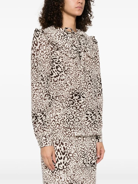 Alessandra Rich leopard-print silk blouse - Neutrals - zdjęcie produktu nr 2