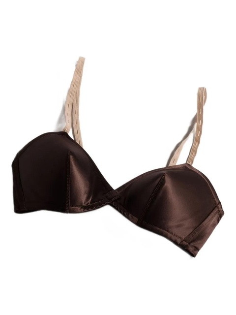 Miu Miu logo-patch satin bra - Brown - zdjęcie produktu nr 1