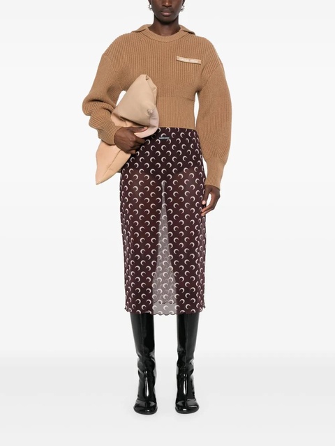 Marine Serre Crescent Moon midi skirt - Brown - zdjęcie produktu nr 2