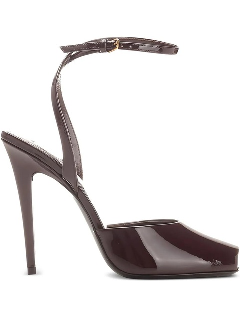 Saint Laurent 110mm La Scandale patent-leather sandals - Brown - zdjęcie produktu nr 1