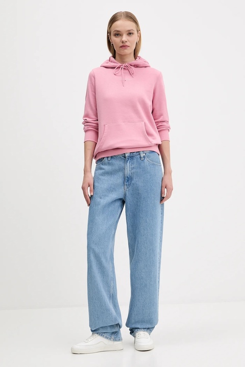 Tommy Jeans bluza damska kolor różowy z kapturem z nadrukiem DW0DW21963 - zdjęcie produktu nr 2