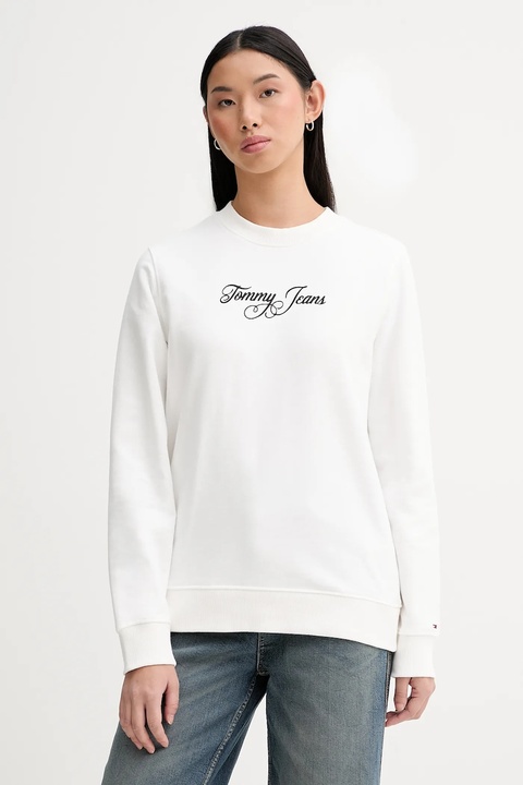 Tommy Jeans bluza bawełniana damska kolor biały z nadrukiem DW0DW21922 - zdjęcie produktu nr 1