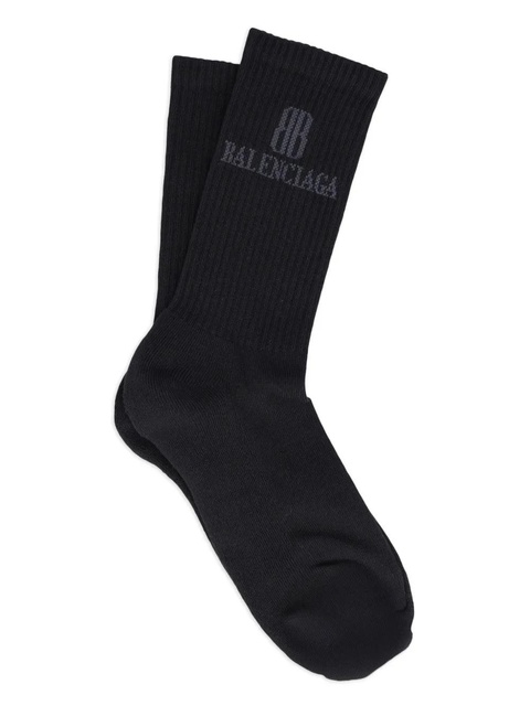Balenciaga logo ribbed socks - Black - zdjęcie produktu nr 1
