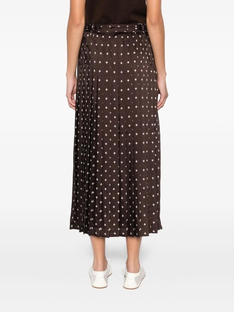 SANDRO pleated patterned midi skirt - Brown - zdjęcie produktu nr 1