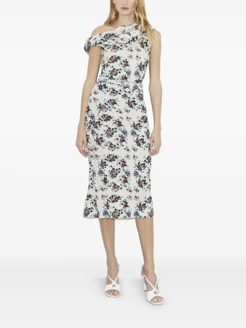 Tory Burch floral-print velvet midi dress - Neutrals - zdjęcie produktu nr 2