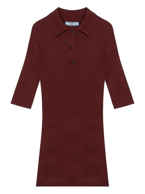 Prada ribbed polo top - Red - zdjęcie produktu nr 1