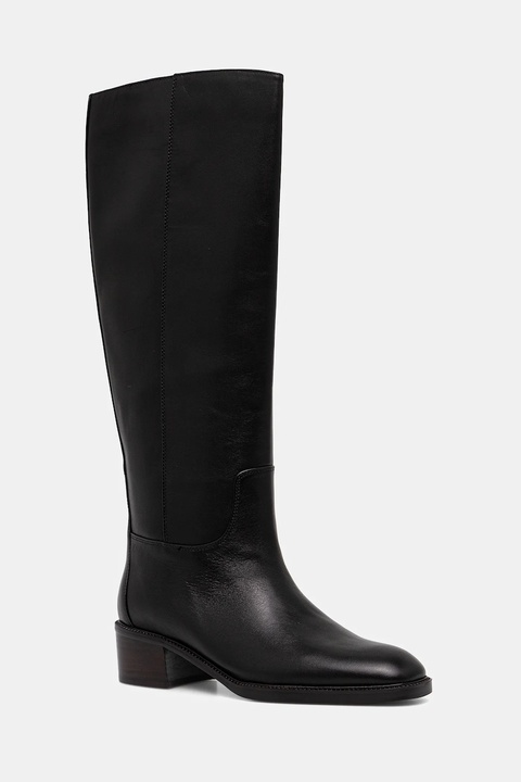 Jeffrey Campbell kozaki skórzane LADA kolor czarny na płaskim obcasie U321-N01-007 - zdjęcie produktu nr 1