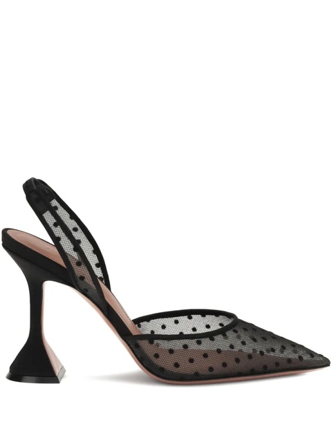 Amina Muaddi 95mm Holli polka-dot heeled pumps - Black - zdjęcie produktu nr 1