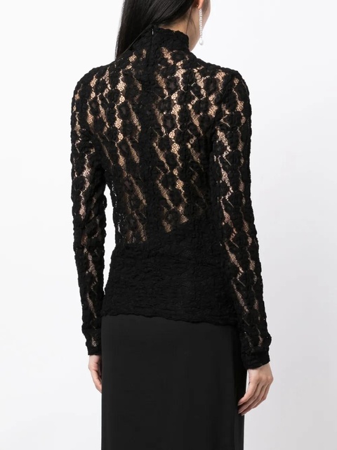 Róhe high-neck lace top - Black - zdjęcie produktu nr 2