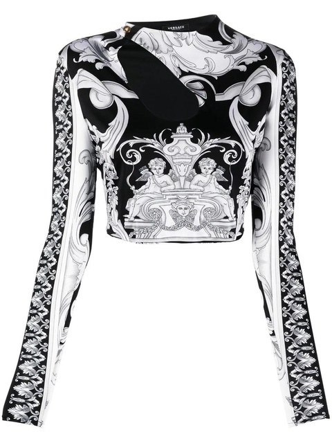 Versace Barocco-print crop top - Black - zdjęcie produktu nr 1