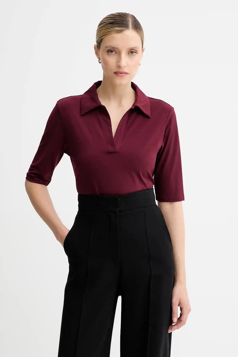 Calvin Klein polo damski kolor bordowy LV044C221G - zdjęcie produktu nr 1